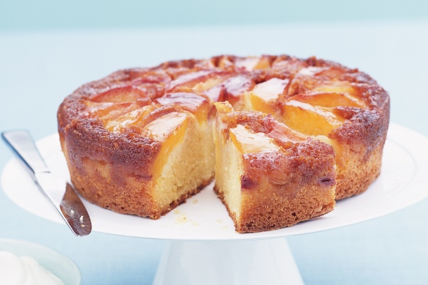 Upside-down peach cake